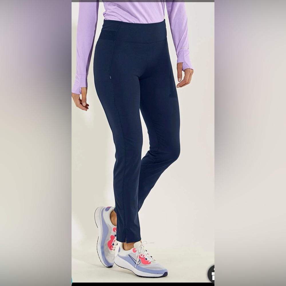 Coolibar Women's Straight Leg AZORA - Active Travel Pants Size Small Blue UPF 50